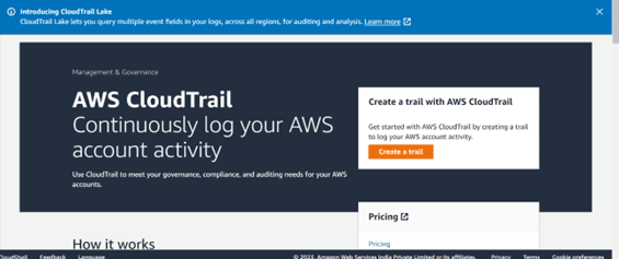 Fig. 10.1: AWS Cloud Trail Dashboard