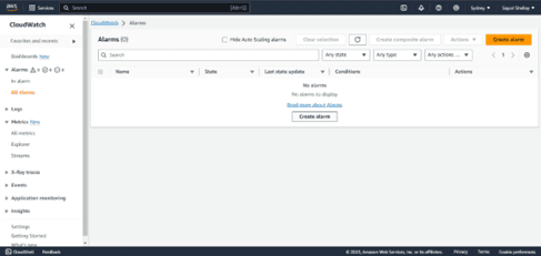 Fig 9.5: Click create alarm