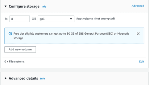 Configuring storage for EBS