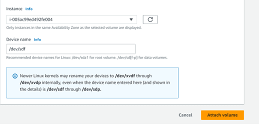 Attach New volume to the instance