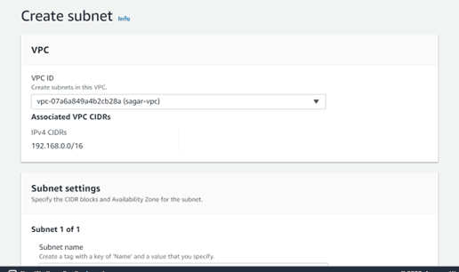 Fig.-3: Creating a subnet
